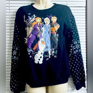 Disney Frozen II Christmas Black Cotton Sweater Size M (7-9)